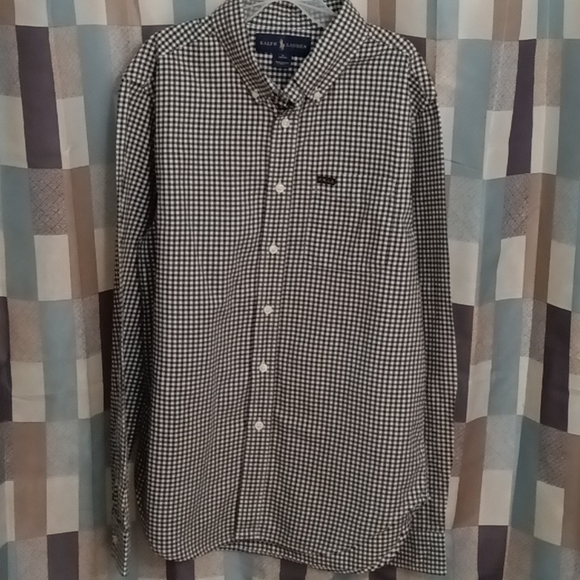NWOT RALPH LAUREN boy's black and white long sleeve shirt Size Large 14/16 - Picture 3 of 3